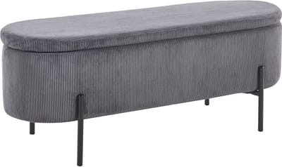 Opbergbank Lieke Grijs - Stof - Breedte 110 cm - Diepte 40 cm - Hoogte 44 cm