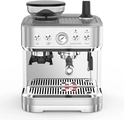 Novendo Goods - Espressomachine 15 bar met bonenmaler en melkopschuimer - Barista koffiemachine met 2,5L watertank en RVS behuizing