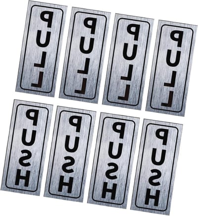 4 Sets Push Pull Deurbordjes, 5 x 12.7cm PVC Zelfklevende Waterdichte Verticale Sticker voor Bedrijf, Kantoor en Winkel, Geschikt voor Glazen Deuren, Zilver