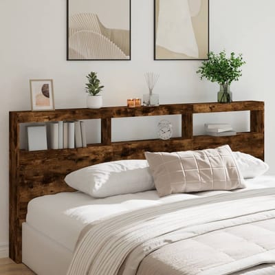 vidaXL - Hoofdbordkast - met - LED-verlichting - 220x17x102 - cm - gerookt - eiken