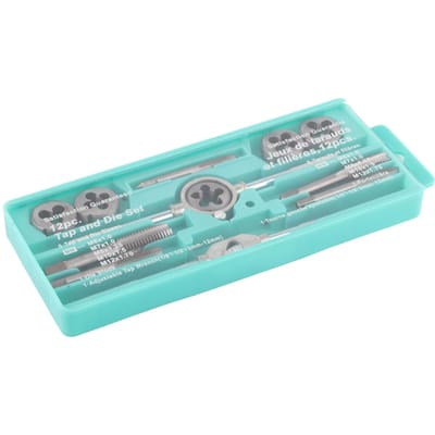 Ensemble de 12 pièces Tap Twister Acier Rapide Résistant à l'Usure Multifonctionnel Jeu de Tarauds et Filières pour Maintenance gray