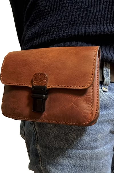 Riem tasje/Tasje voor aan de riem Vintage brown Emco