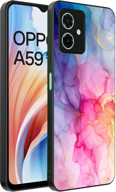Smartphonica Telefoonhoesje Geschikt voor Oppo A59 met marmeropdruk - TPU backcover case marble design - Regenboog geschikt voor Oppo A59