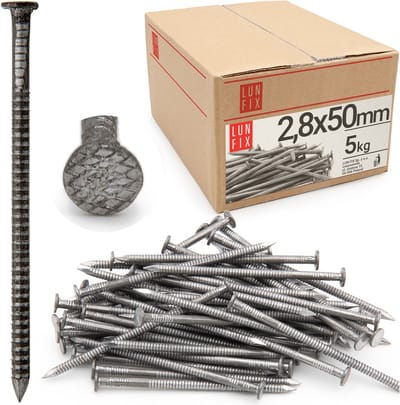 LUN FIX - Rillennagel 2,8 x 50 mm - 5kg (ca. 1850 Stk.) - ongegalvaniseerde bouwspijker - houten spijkers voor bouwprojecten