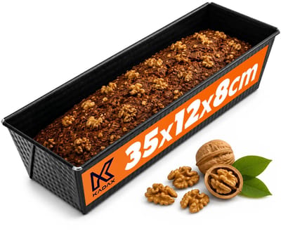 KADAX Rechthoekige bakvorm van plaatstaal met antiaanbaklaag, broodvorm, broodvorm, broodvorm, vierkante broodbakvorm (35 x 12 cm, zwart)