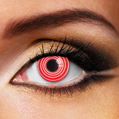 Partylens® wit/rode kleurlenzen - Spiraal - zachte jaarlenzen met lenshouder - Halloween - Cosplay