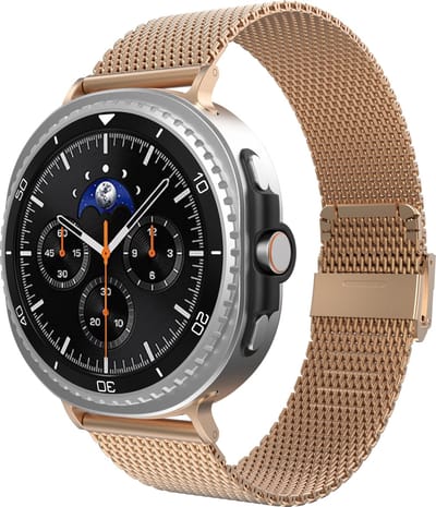 Cazy Horlogebandje geschikt voor Samsung Galaxy Watch Bandje (Silksteel) - Smartwatchbandjes - Universeel bandje geschikt voor Samsung Galaxy Watch 8 / Watch 8 Classic - Rose Goud