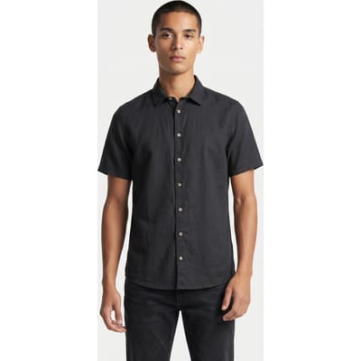 No Excess Shirt Short Sleeve Solid With Linen Dark Steel Größe: L | Casual hemden Outlet | Herren | Weiß