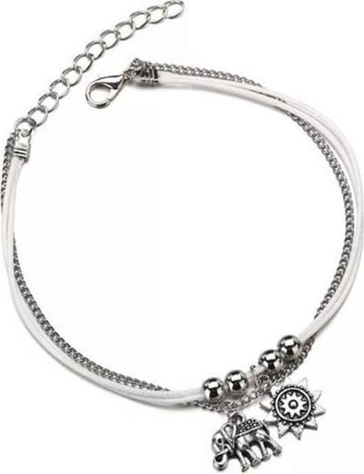 Jomide Enkelbandje Bohemian - Olifant - Zilverkleurig - 20 cm