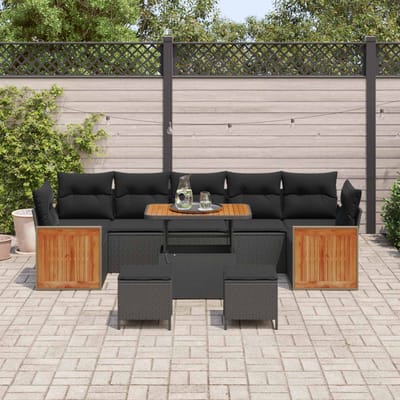 vidaXL - Tuinbank - Set - 10 - st - 10-Aantal - zitplaatsen - Zwart