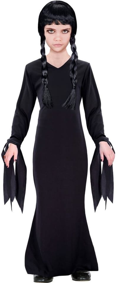 The Addams Family Morticia Zwarte Jurk Kind - Maat 128
