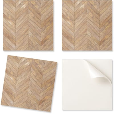 Decoratieve zelfklevende vinyltegels met visgraatpatroon 9x30x30 cm
