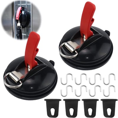 2 Stuks Zuignappen met 8 Haken en 4 Siliconen Haakjes voor Camping, Tent en Caravan, Ideaal voor Auto en Tensioners