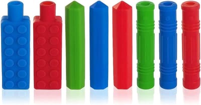 Chewable Potloodtopper Set van 8 Stuks, Silicone Sensory Chew Pen voor Autisme en Angststoornissen