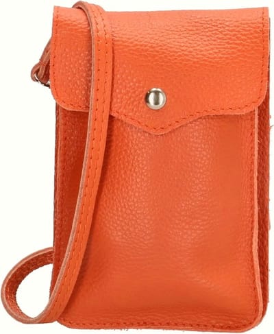 Papaya Leren Telefoontasje Basic - Leren Schoudertassen - Leer - leder - Dames Tas- Telefoon tasjes - Papaya