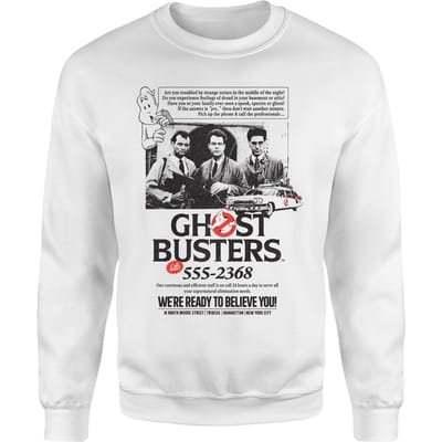 Ghostbusters Vintage Advert Sweatshirt - White - XS