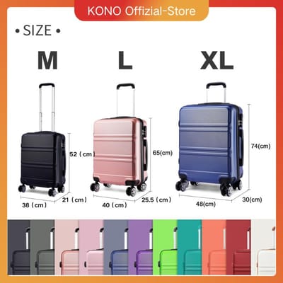 Kono Tsa Slot, Koffer (M/L/Xl) Tono Hard Case, Lichtgewicht Abs Trolleys Met Dubbele Wielen Donkergrijs