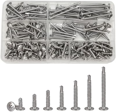 Dailygoods- Zelfborende Schroeven 200 Stuks - Roestvrij Staal - M4.2 Ronde Hoofd - Schroeven Assortiment - Voor Metaal - Eenvoudig te Installeren