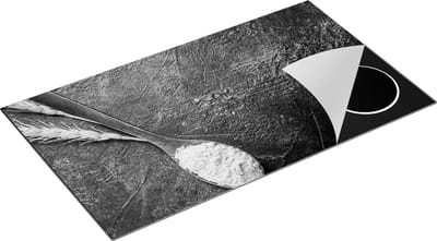 Chefcare Inductie Beschermer Lepel met Bloem op Groene Marmer - Zwart Wit - 90x50 cm - Afdekplaat Inductie - Kookplaat Beschermer - Inductie Mat