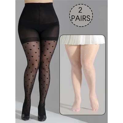 2 Paires Collants Grande Taille Taille Haute Ultra-Fins en Nylon Haute Qualité Conçus Pour Dames et Filles L-XL