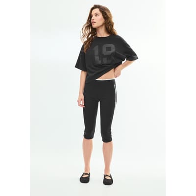 Stradivarius Capri legging met zijstrepen  Zwart XS