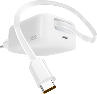 Snellader 65W - Ingebouwde USB C Kabel - 90 CM - Intrekbaar & Uittrekbaar - Universele Oplader voor Laptop, Tablet, Smartphone, Accessoires