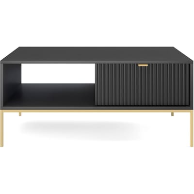 Selsey Vellore - Koffiebank 104x68 cm - zwart met geribbelde voorkant en gouden frame