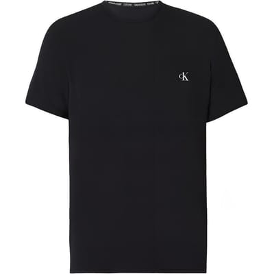 Calvin Klein Effen Kleur Ronde Hals Trui Korte Mouw T-shirt Heren Tops Zwart 000NB2364E-001 S black