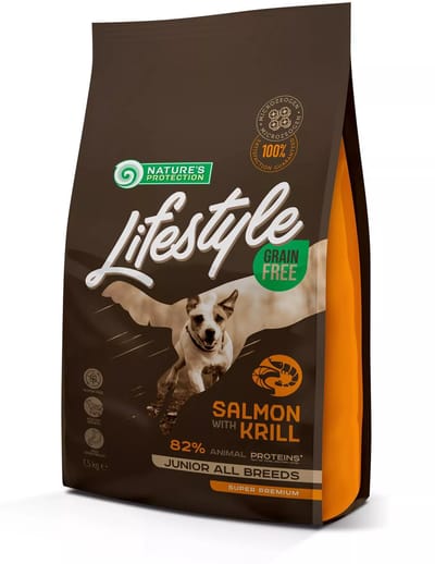Nature's Protection Lifestyle - hond - alle rassen - junior - graanvrij met zalm & krill - 1,5kg