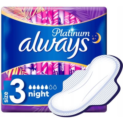 Always Serviettes Hygiéniques Platinum Avec Protections Latérales Lot de 6 Ultra Nuit