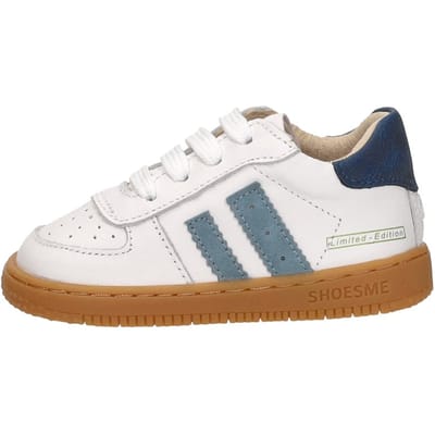 Shoesme Wit-Blauw Sneakertje - Sneakers Kinderen - Jongens - White Blue - Leer - Maat 26