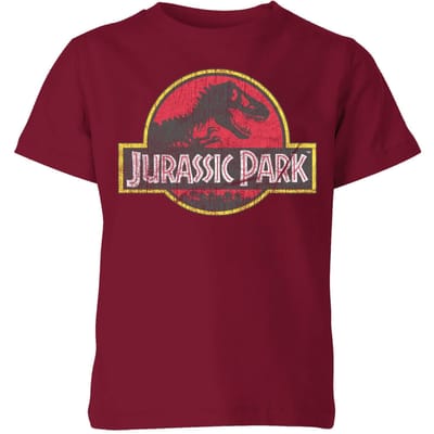 Jurassic Park Logo Vintage Kids' T-Shirt - Burgundy - 134/140 (9-10 jaar)