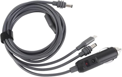 DC Voedingskabel - Autolader Kabel - Satelliet Accessoires - 3-in-1 Functionaliteit - 10m - Zwart