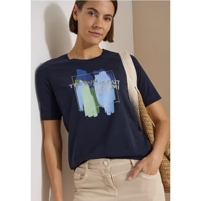 Shirt met ronde hals en opdruk op de voorkant