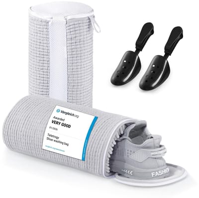 Dailygoods- Schoenwaszak 2 Stuks - Verstelbare Schoenspanner - Herbruikbaar Wasnet - Verborgen Ritssluiting - 360° Reiniging - Pluizige Microvezels - Schoenwasnet