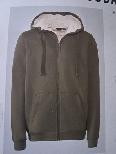 Livergy Heren Vest - Met teddy voering - Groen - Maat M 48/50 - Capuchon - met buidelzak