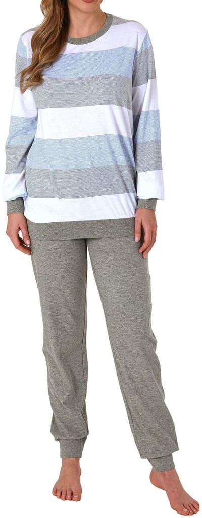 Damespyjama met manchetten Pyjama in blokstreep-look - ook in overmaten - 212 201 90 101