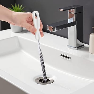 2-delige afvoerreinigingsborstel 45 cm flexibel voor gootsteen en afvoer - badkamer en keuken