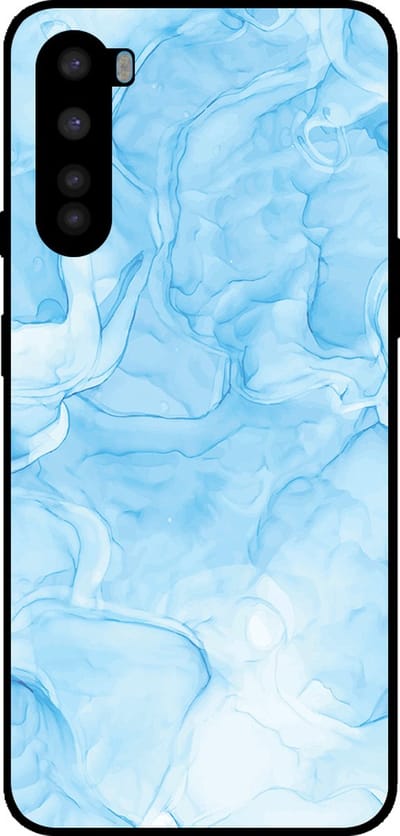 Smartphonica Telefoonhoesje Geschikt voor OnePlus Nord met marmer opdruk - TPU backcover case marble design - Lichtblauw geschikt voor OnePlus Nord