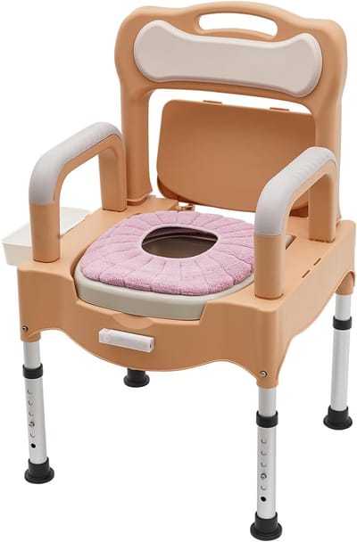 Toiletstoel - Nachtkasttoilet Badkamerstoel - Thuiszorg Mobiliteit - In Hoogte Verstelbaar - 54 x 50 x 83 cm - Kaki