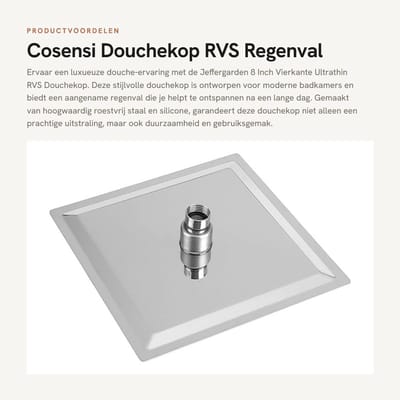 Dailygoods- Douchekop Ultra-Dun - Douchekop Regendouche - Douchekop Roestvrij Staal - Douchekop Hoge Druk - Douchekop met Filter - Antikalk Silicone Nozzles - Regen Douchekop