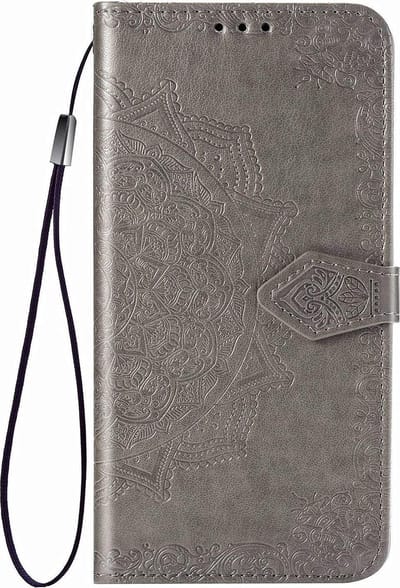 Geschikt voor Samsung Galaxy A20e Bookcase - Grijs - Bloemen - Portemonnee Hoesje