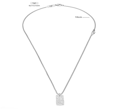 Frank 1967 7FN-0085 – Ketting Heren – Schakelketting met Gehamerde Tag Hanger – Zilverkleurig Roestvrij Staal – 60+10 cm – Cadeau voor Mannen