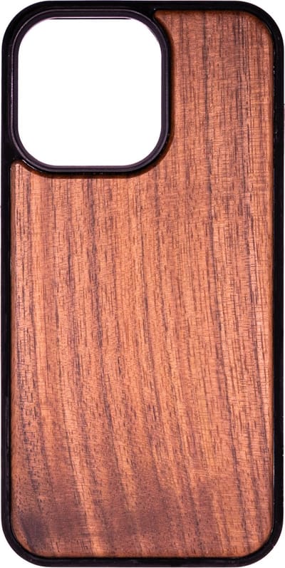 Houten Telefoonhoes Geschikt Voor Iphone 13 PRO - Houten Telefoonhoes - Houten Case - Walnoot Hout - Zwart - Beschermende Bumper