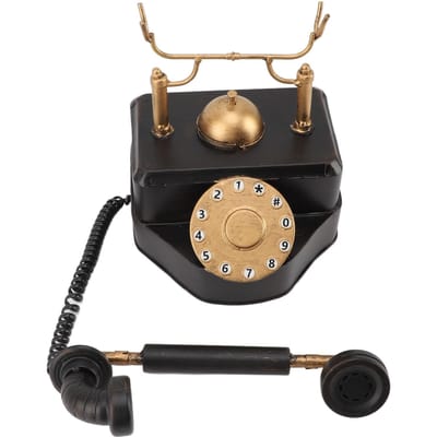 Téléphone Rétro à Cadran Rotatif Téléphone Rotatif Vintage Décor Statue Figurine d'Artiste Décor de Vitrine de Café Bar Modèle de Bureau black