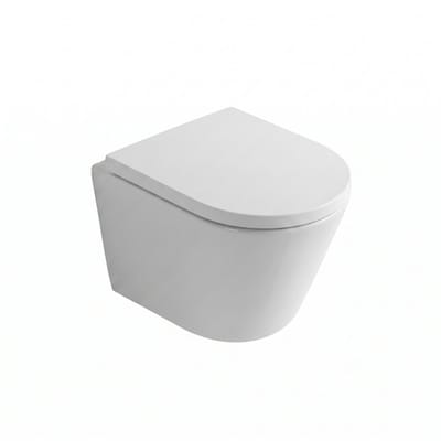 QeramiQ Dely hangtoilet – spoelrandloos – diepte 51,7 cm – met 35 mm softclose zitting – mat wit