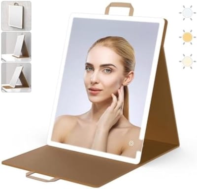 Draagbare Make-upspiegel met Dimbare Verlichting en Oplaadbare Accu