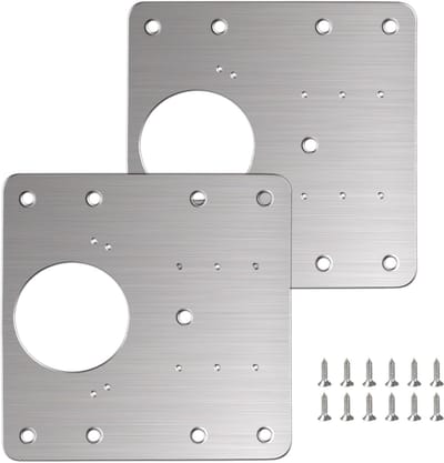 Daity 2-delige reparatieset voor keuken scharnieren van roestvrij staal - 12 schroeven - 9 x 9 cm - geschikt voor kastdeuren - ladekasten en ramen (zilver).