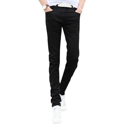 Jeans d'été pour homme Coupe slim Fermeture éclair Jeans Usage quotidien Denim fin Pantalon crayon Taille haute Skinny Jeans pour bureau École Voyage B Usage pratique 29 noir