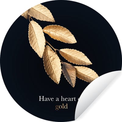 WallCircle® - Behangcirkel 120x120 cm - Muurstickers Bladeren - Goud - Quote - Muurcirkel woonkamer - Wandcirkel slaapkamer - Kamer decoratie zelfklevend - Muurdecoratie accessoires XXL